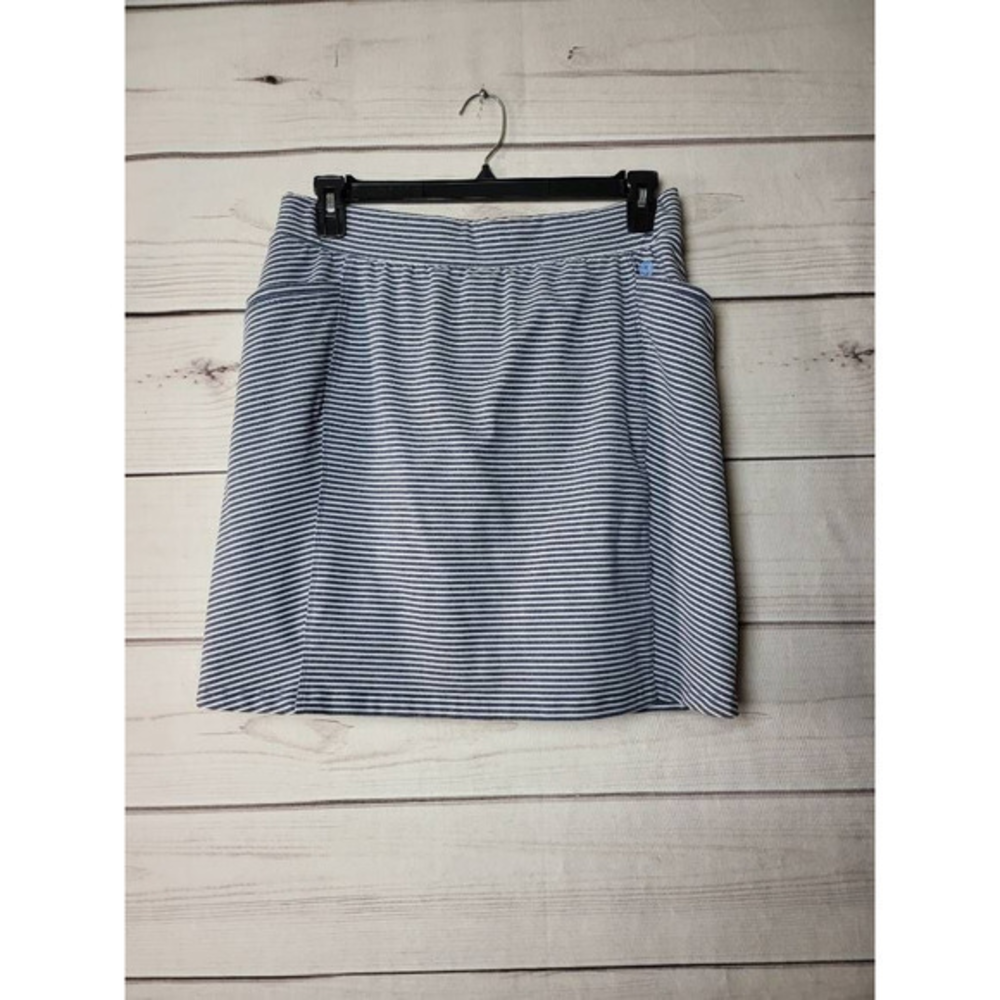 Talbots Blue and White Striped Midi Skirt